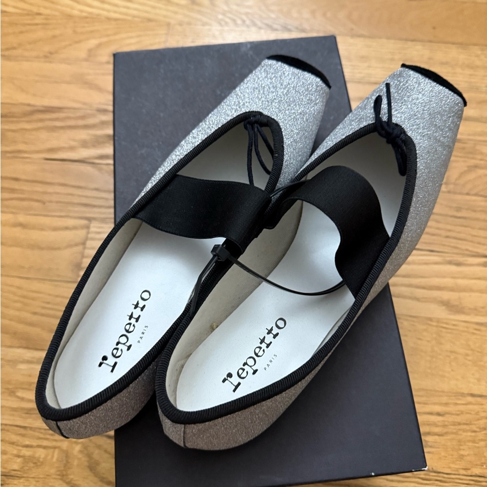 Repetto Glittering Silver Flats